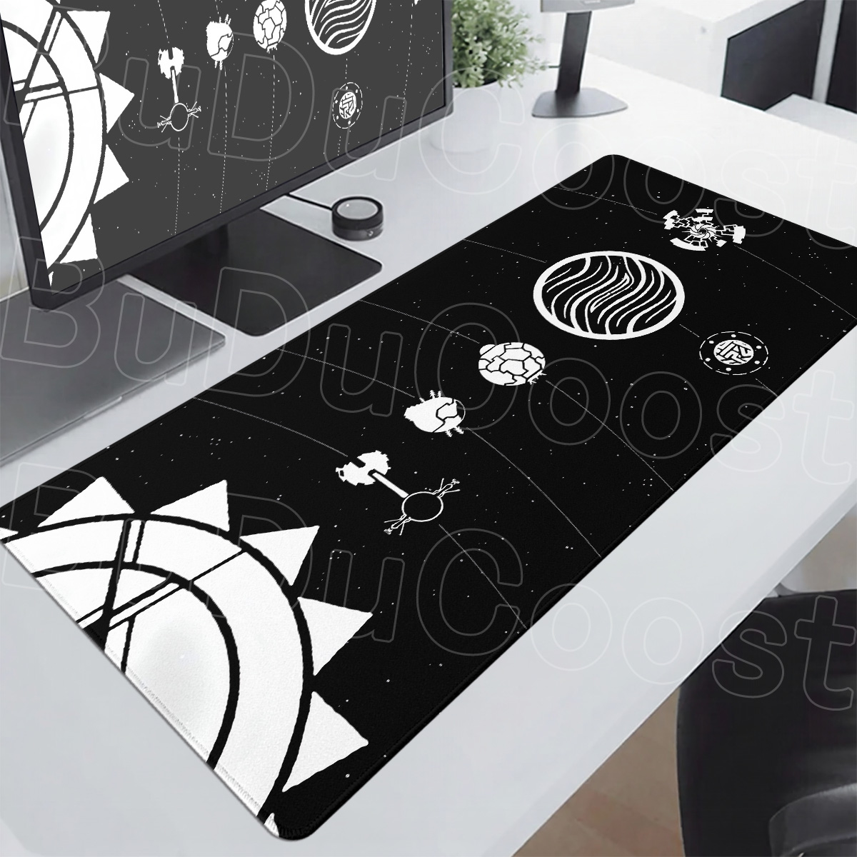 Desk Setup Anime - Black & White Universe Space Solar
