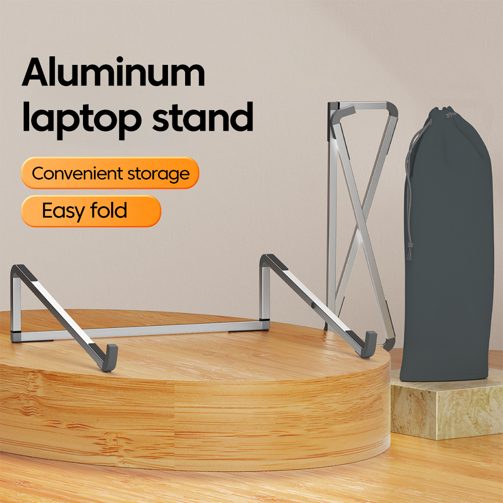 Desk Setup Macbook - Aluminum Laptop Stand Foldable Adjustable Pc