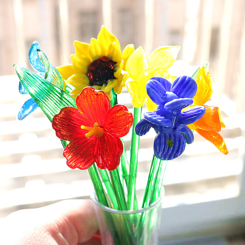 Desk Setup Plants - Beautiful Simulation Craft Murano Glass Flower