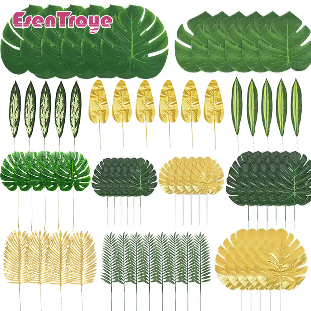 Desk Setup Plants - Artificial Green Tropical Palm Leaf Fake