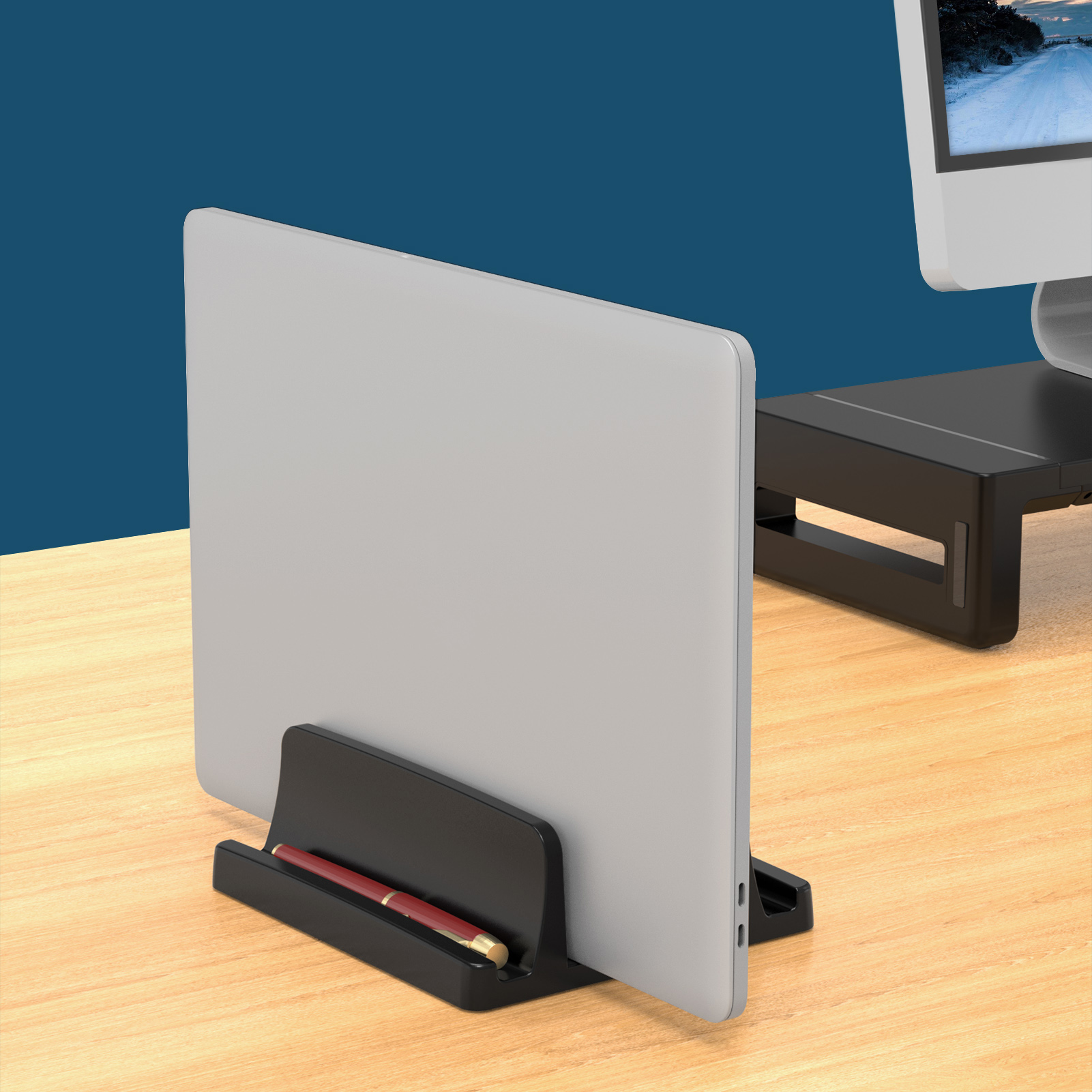 Desk Setup Macbook - Vertical Laptop Stand for Desk,Dual Slots