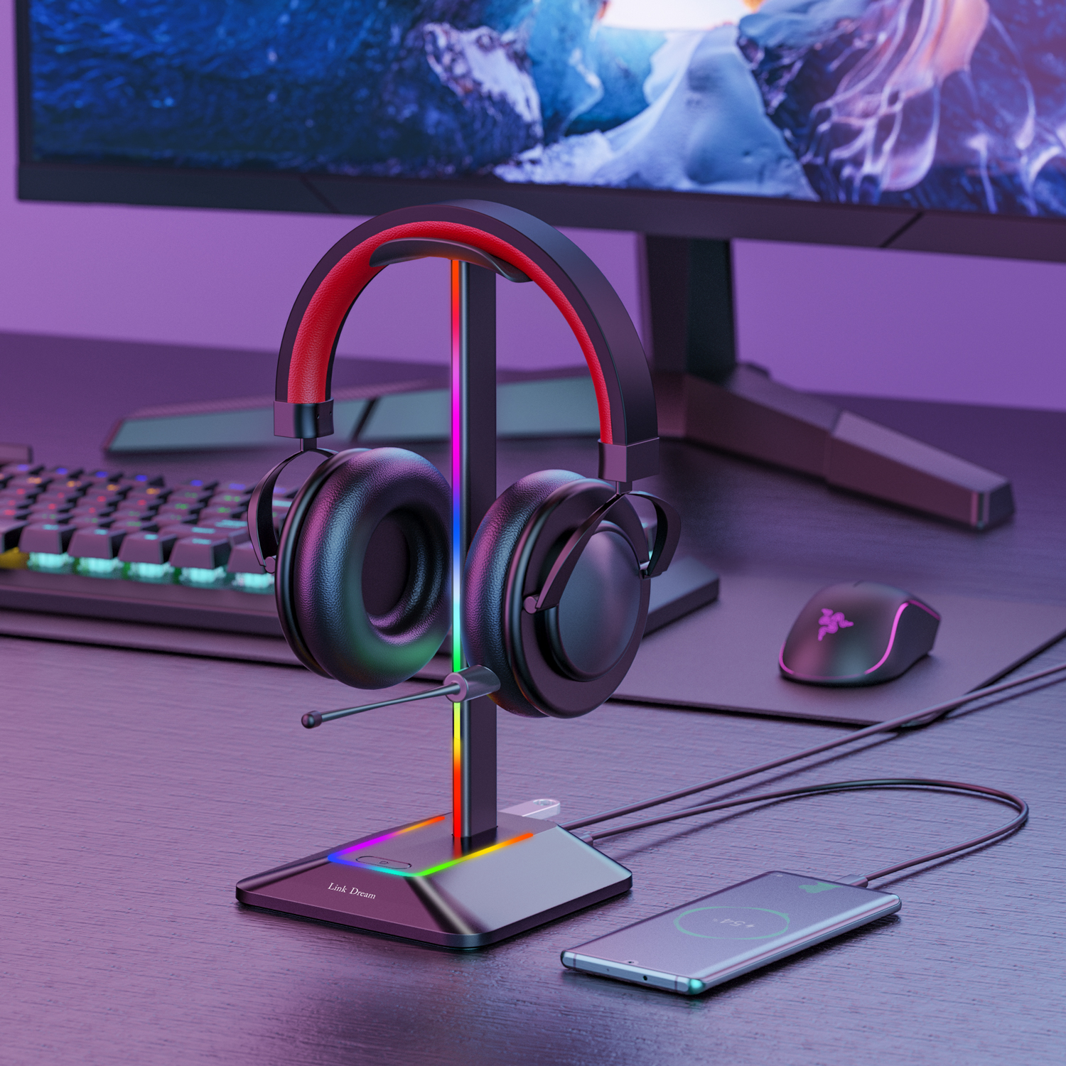 New Bee Z8 RGB Headphones Stan - Gaming Setup Desk 评论和价格