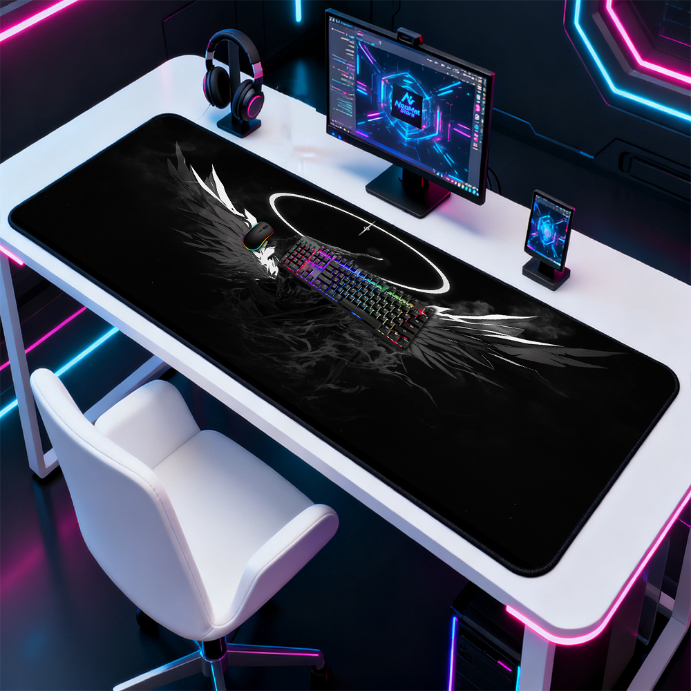 Gothic Mouse Pad Gamer Mat Mou - Desk Setup Black And White 评论和价格