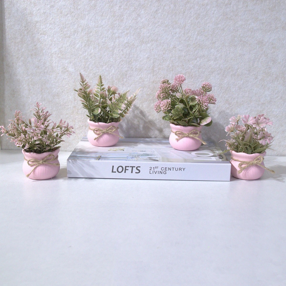 Mini Artificial Pink Series Fl - Desk Setup Plants 评论和价格