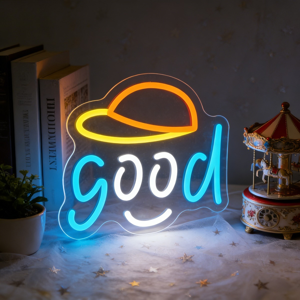 Good Vibes Neon Sign LED USB R - Desk Setup Living Room 评论和价格