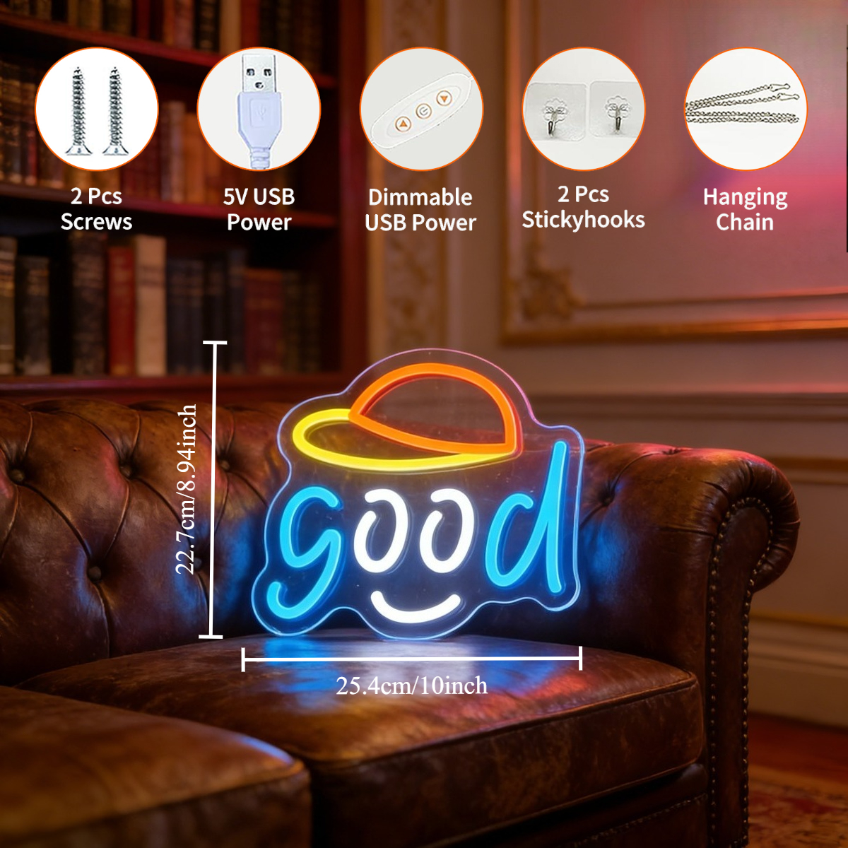 Good Vibes Neon Sign LED USB R - Desk Setup Living Room 评论和价格
