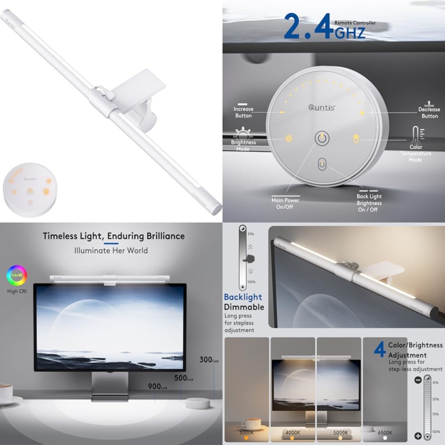 Monitor Light Bar with Remote, - Desk Setup No Computer 评论和价格