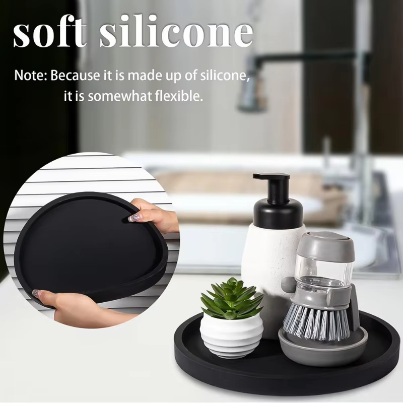 Round Silicone Bathroom Tray,  - Desk Setup Plants 评论和价格
