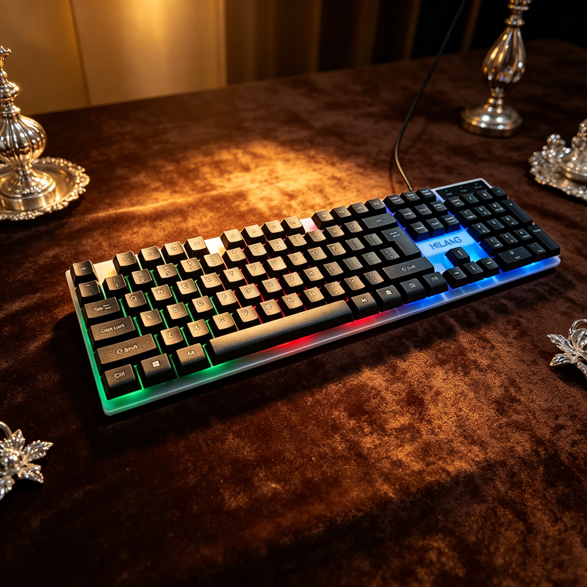 Wired RGB Backlit Keyboard Mou - Desk Setup No Computer 评论和价格