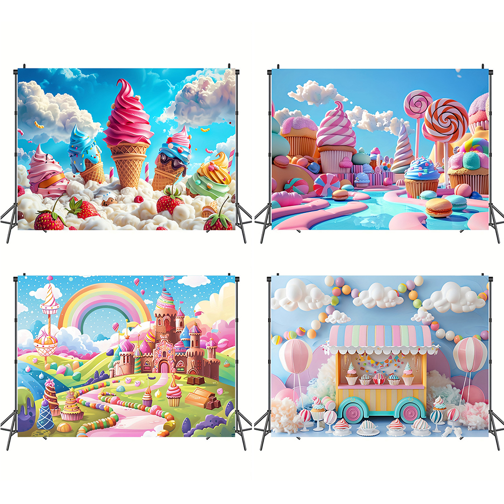 Sweet Ice Cream Theme Backdrop - Desk Setup Plants 评论和价格