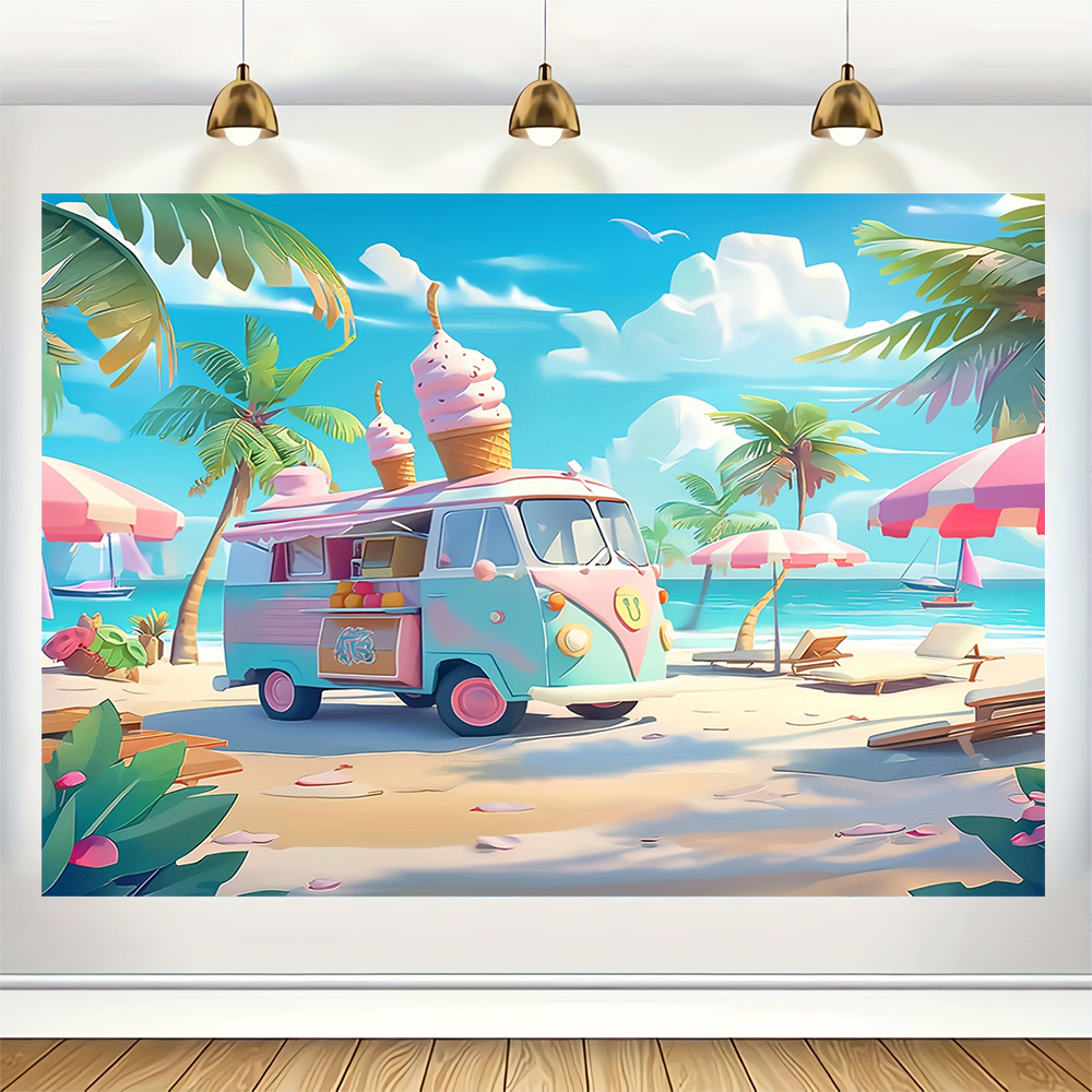 Sweet Ice Cream Theme Backdrop - Desk Setup Plants 评论和价格