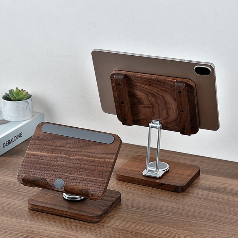 Black Walnut iPad Stand with 3 - Desk Setup Living Room 评论和价格
