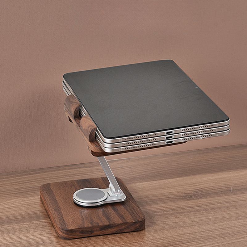 Black Walnut iPad Stand with 3 - Desk Setup Living Room 评论和价格