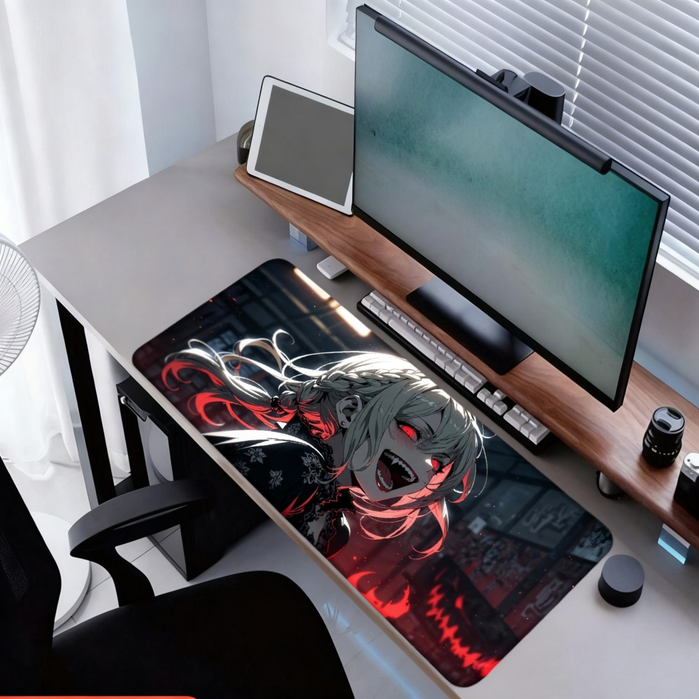 An anime girl with red flames  - Desk Setup Background 评论和价格