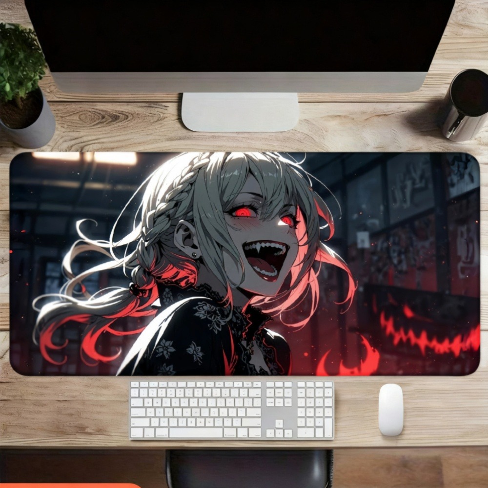 An anime girl with red flames  - Desk Setup Background 评论和价格