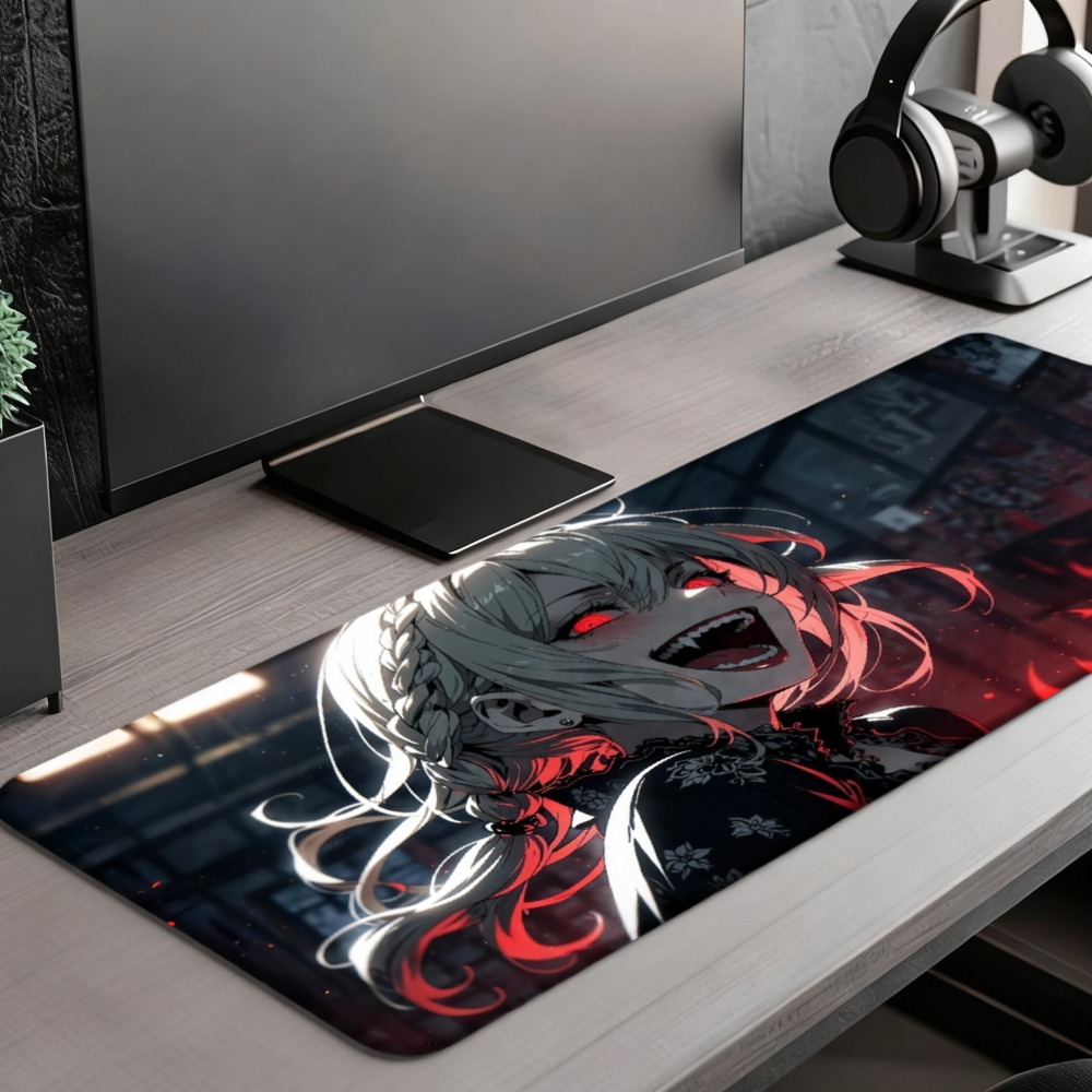 An anime girl with red flames  - Desk Setup Background 评论和价格