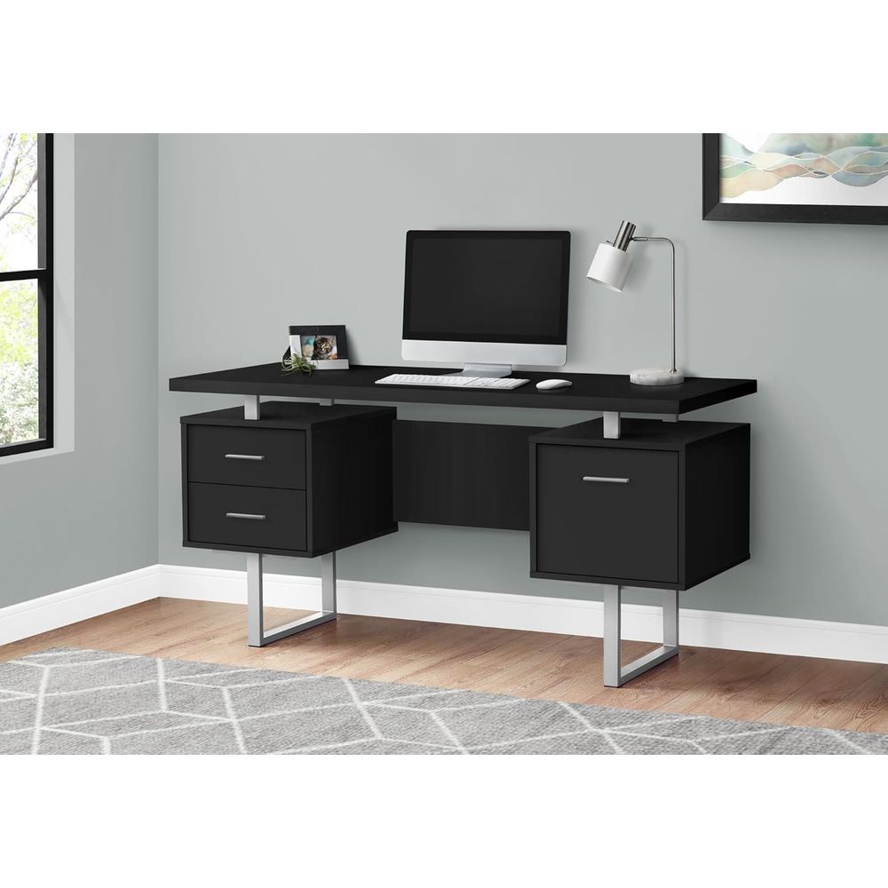 Contemporary 60 Work Desk with - Desk Setup Grey 评论和价格