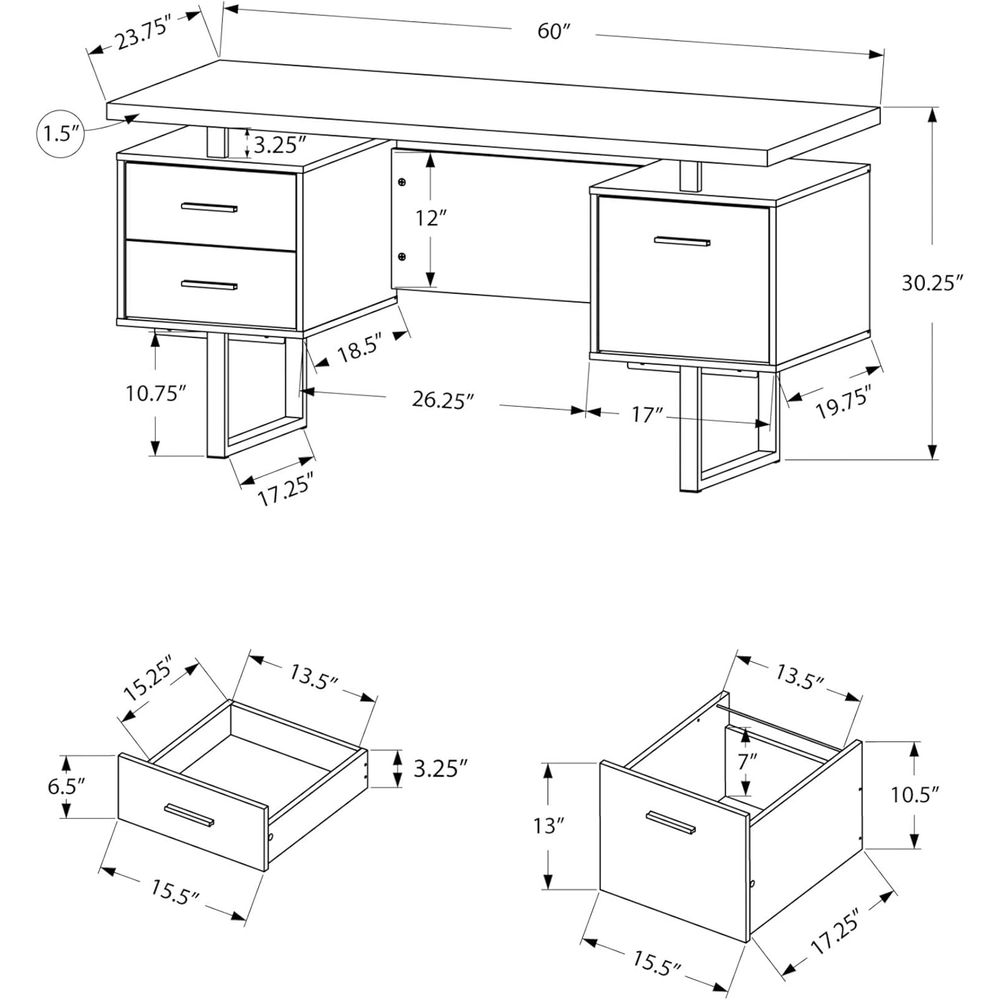 Contemporary 60 Work Desk with - Desk Setup Grey 评论和价格