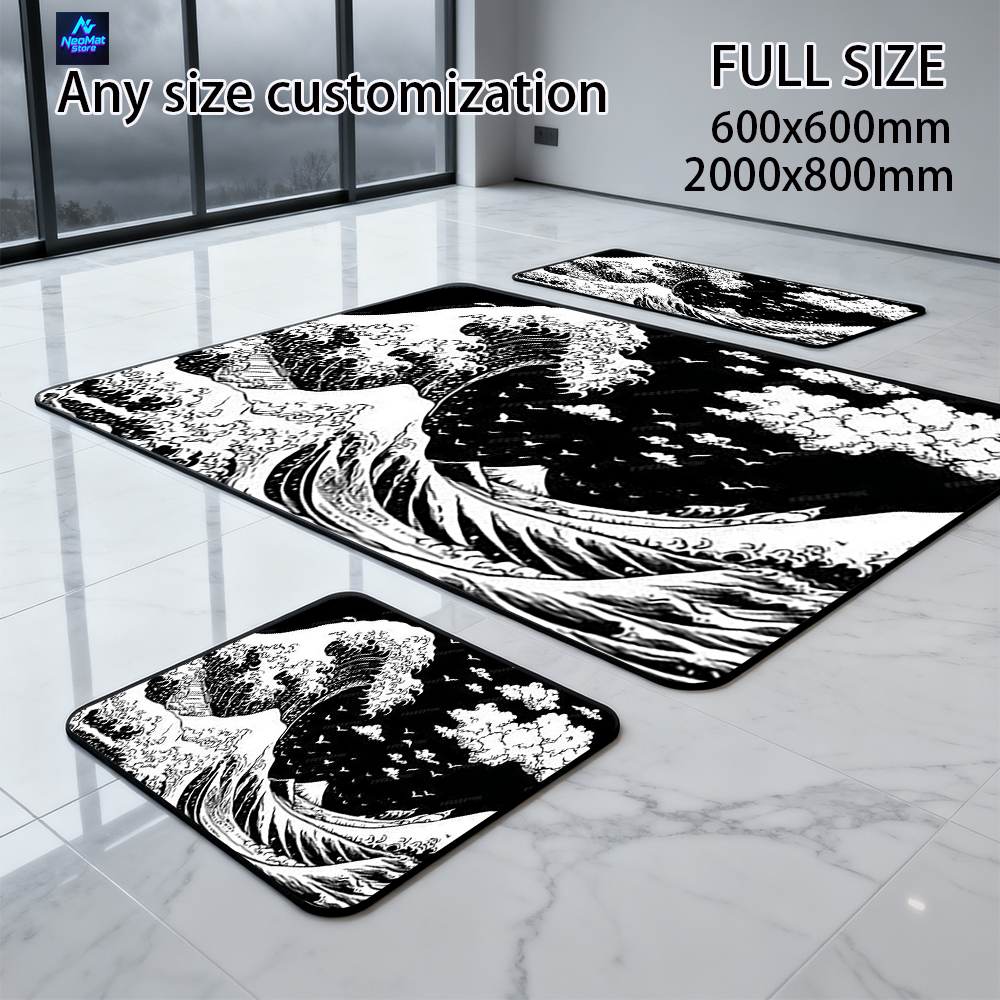 Great Wave Mouse Pad Kanagawa  - Desk Setup Black And White 评论和价格