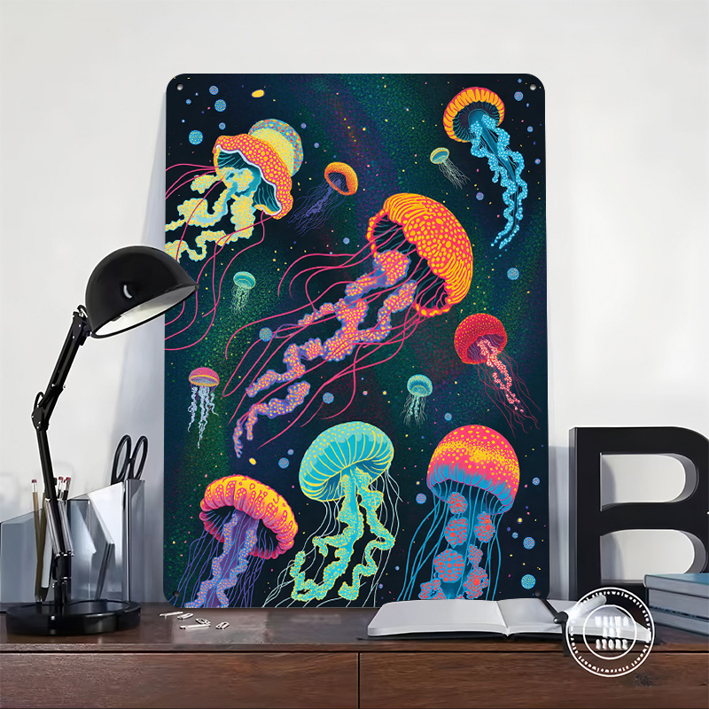 Vibrant Jellyfish in Cosmic Ba - Desk Setup Background 评论和价格