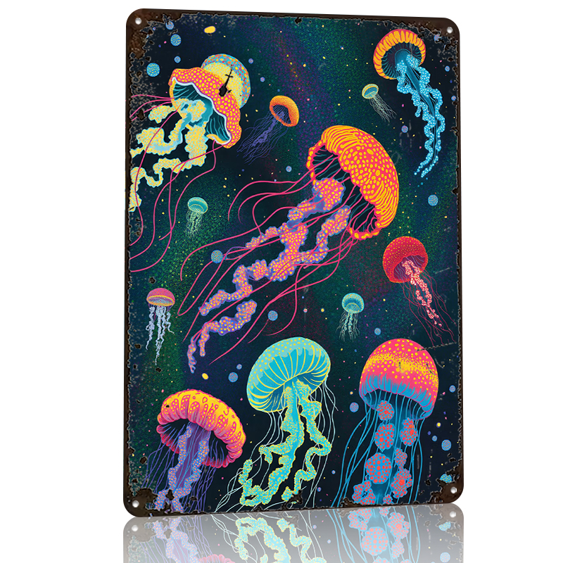 Vibrant Jellyfish in Cosmic Ba - Desk Setup Background 评论和价格