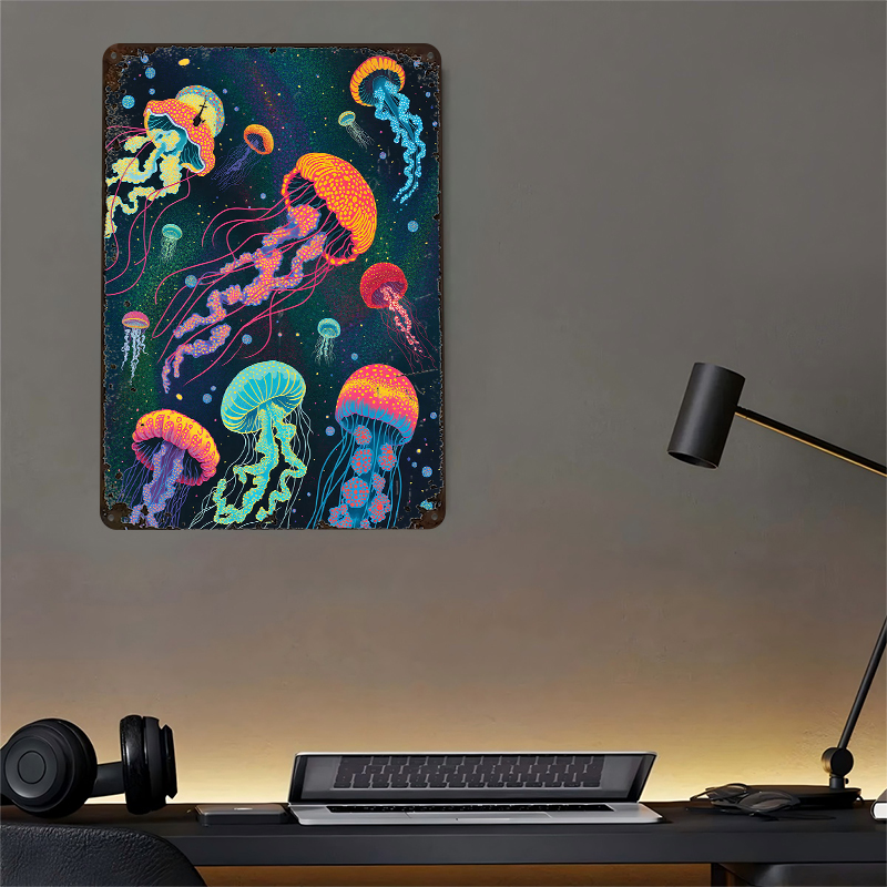 Vibrant Jellyfish in Cosmic Ba - Desk Setup Background 评论和价格