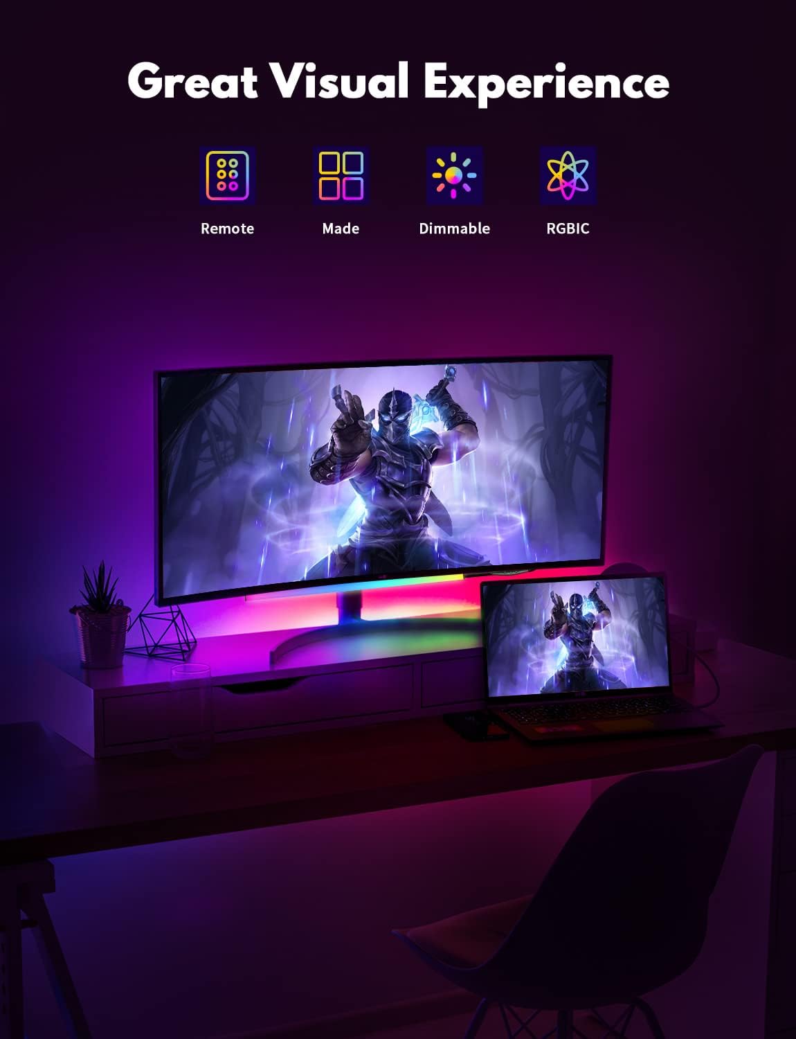 RGB Monitor Light Bar, USB Pow - Desk Setup Reference 评论和价格