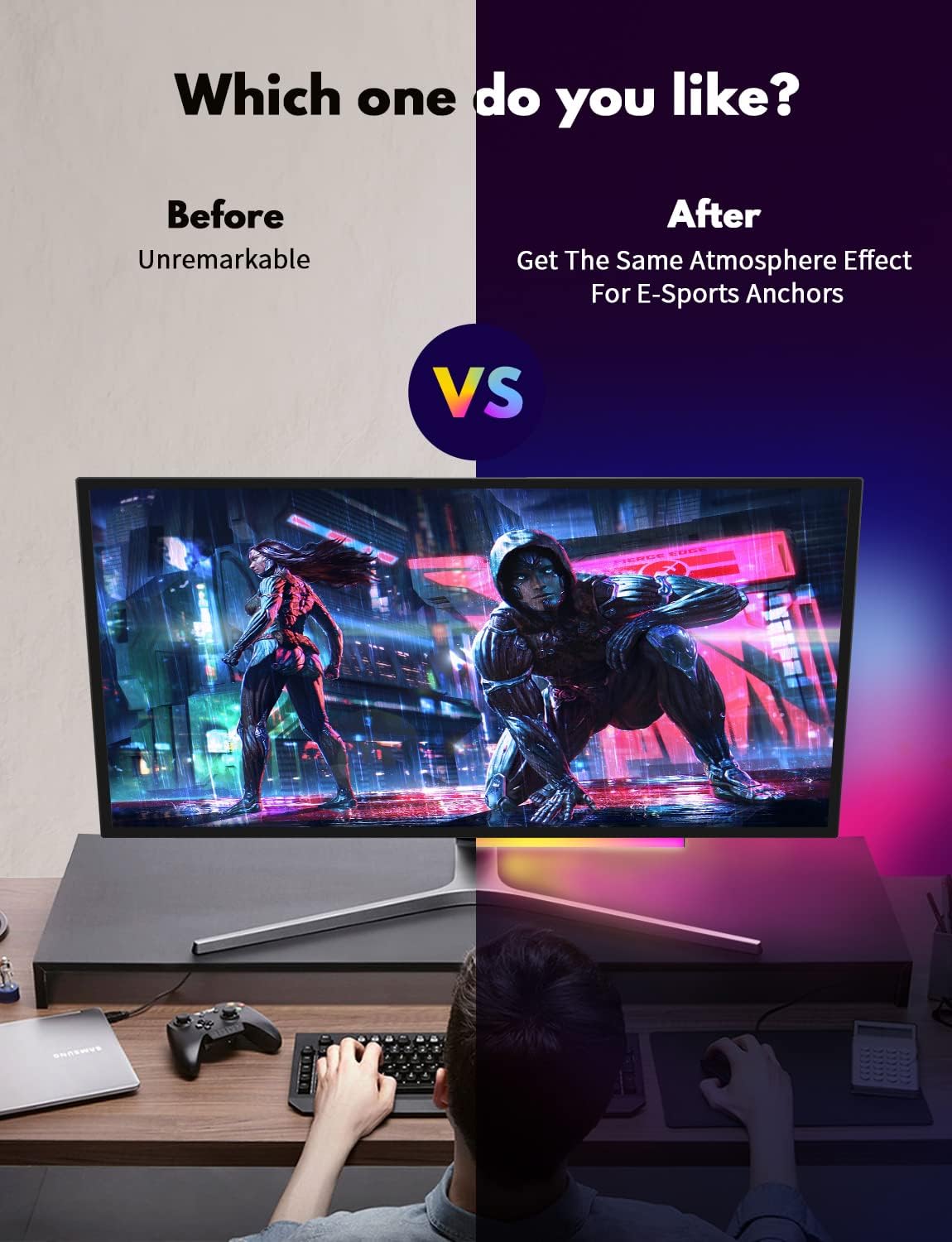 RGB Monitor Light Bar, USB Pow - Desk Setup Reference 评论和价格