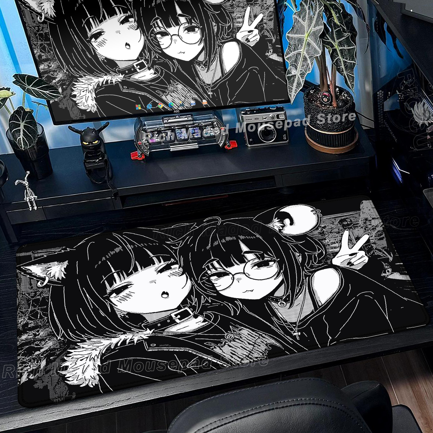 Black White Anime Girl Mouse P - Desk Setup Anime 评论和价格