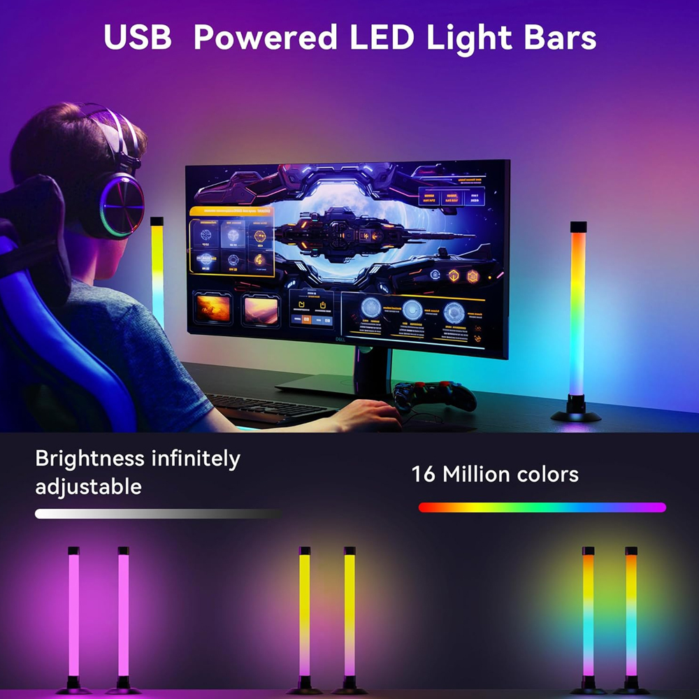 2PCS 5V USB RGBIC LED Lamp Bar - Ambient Light Bar Usb 评论和价格
