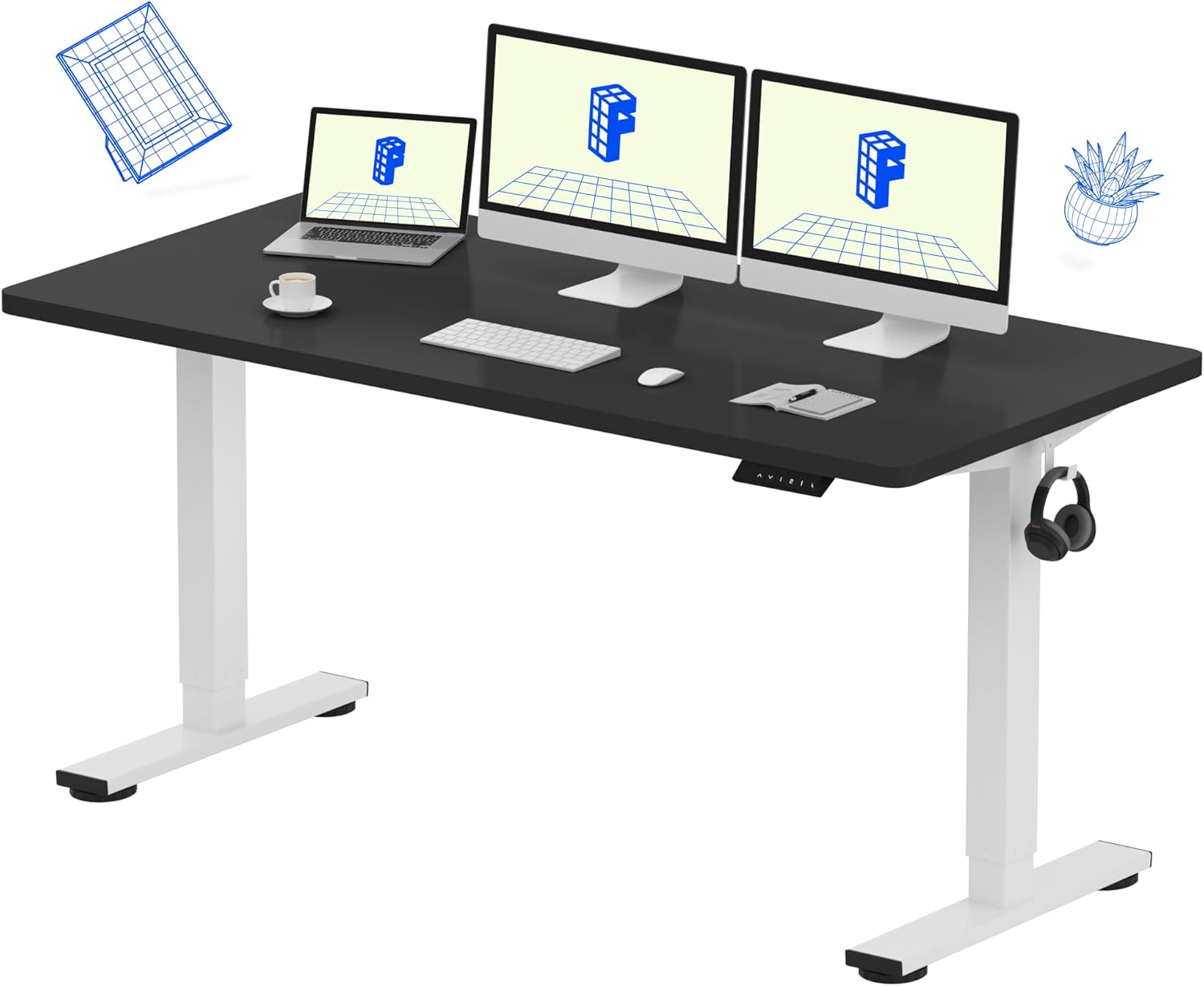 55x28 Inch Electric Height Adj - Desk Setup One Monitor 评论和价格