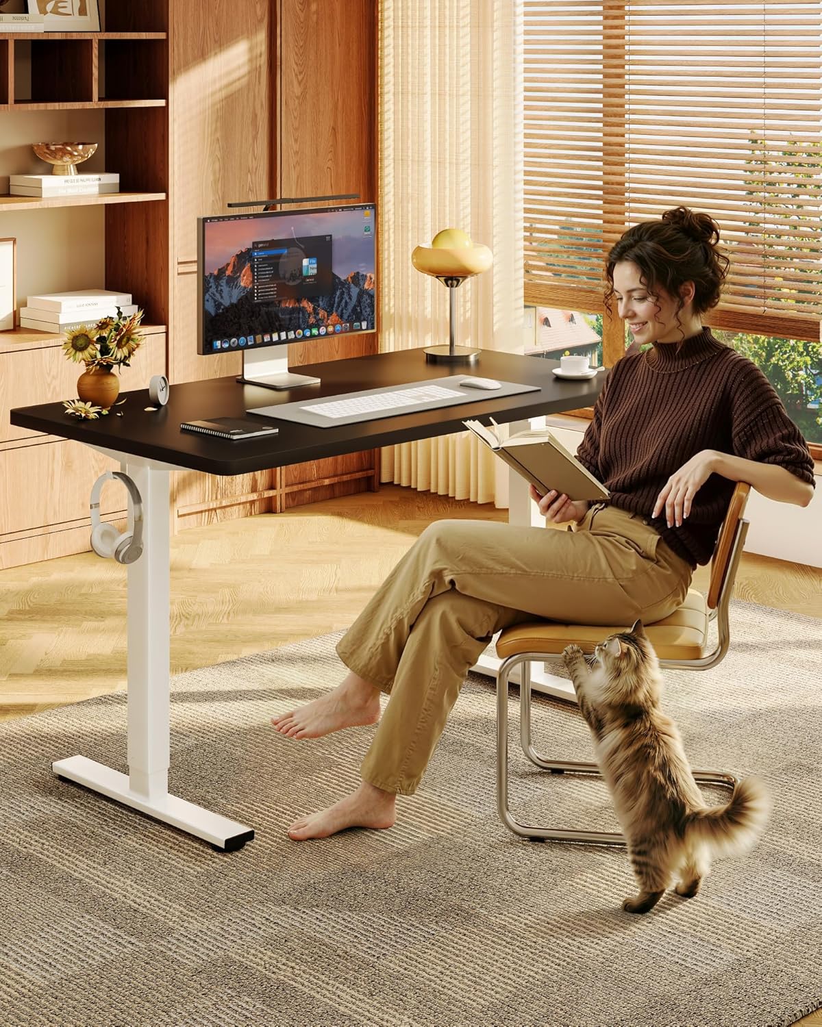 55x28 Inch Electric Height Adj - Desk Setup One Monitor 评论和价格