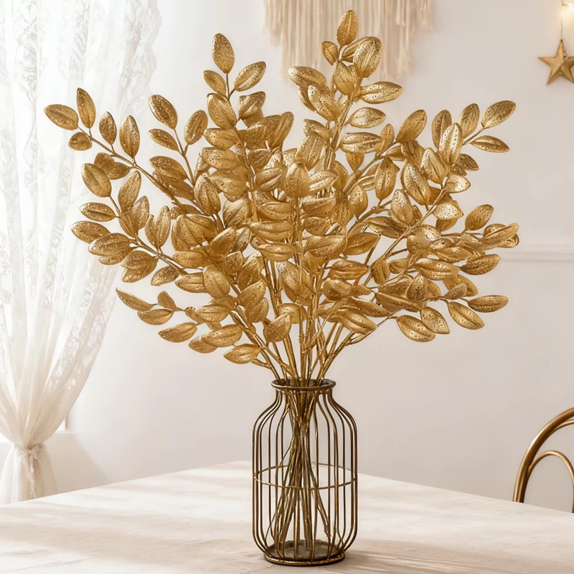 10Pcs Artificial Golden Leaves - Desk Setup Plants 评论和价格