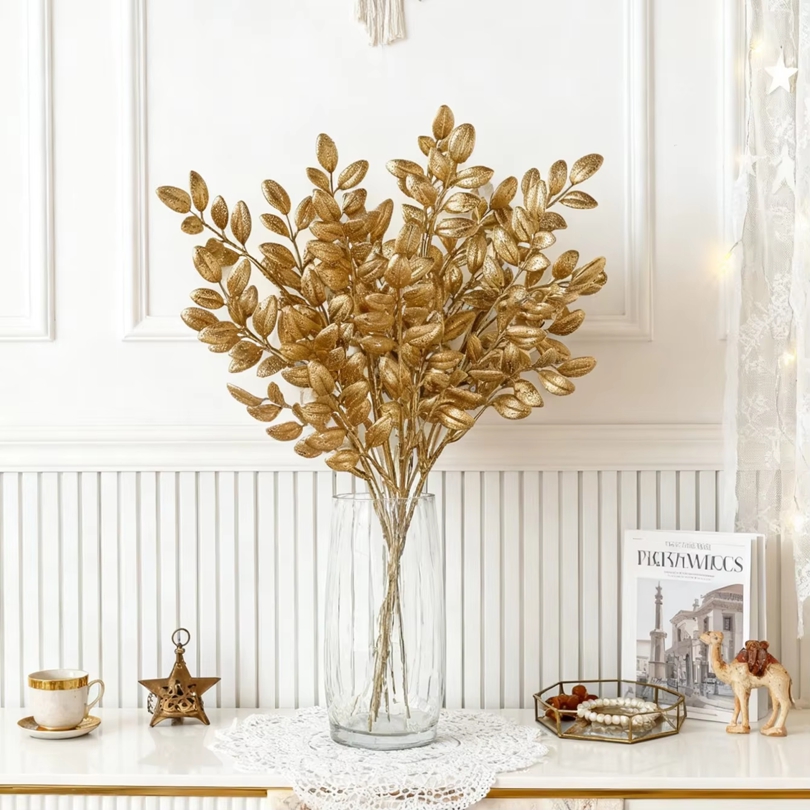 10Pcs Artificial Golden Leaves - Desk Setup Plants 评论和价格