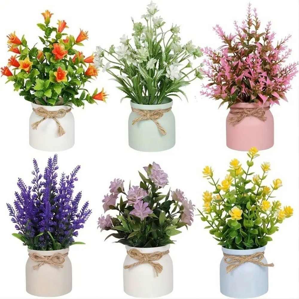 New Fake Potted Flowers Evergr - Desk Setup Plants 评论和价格