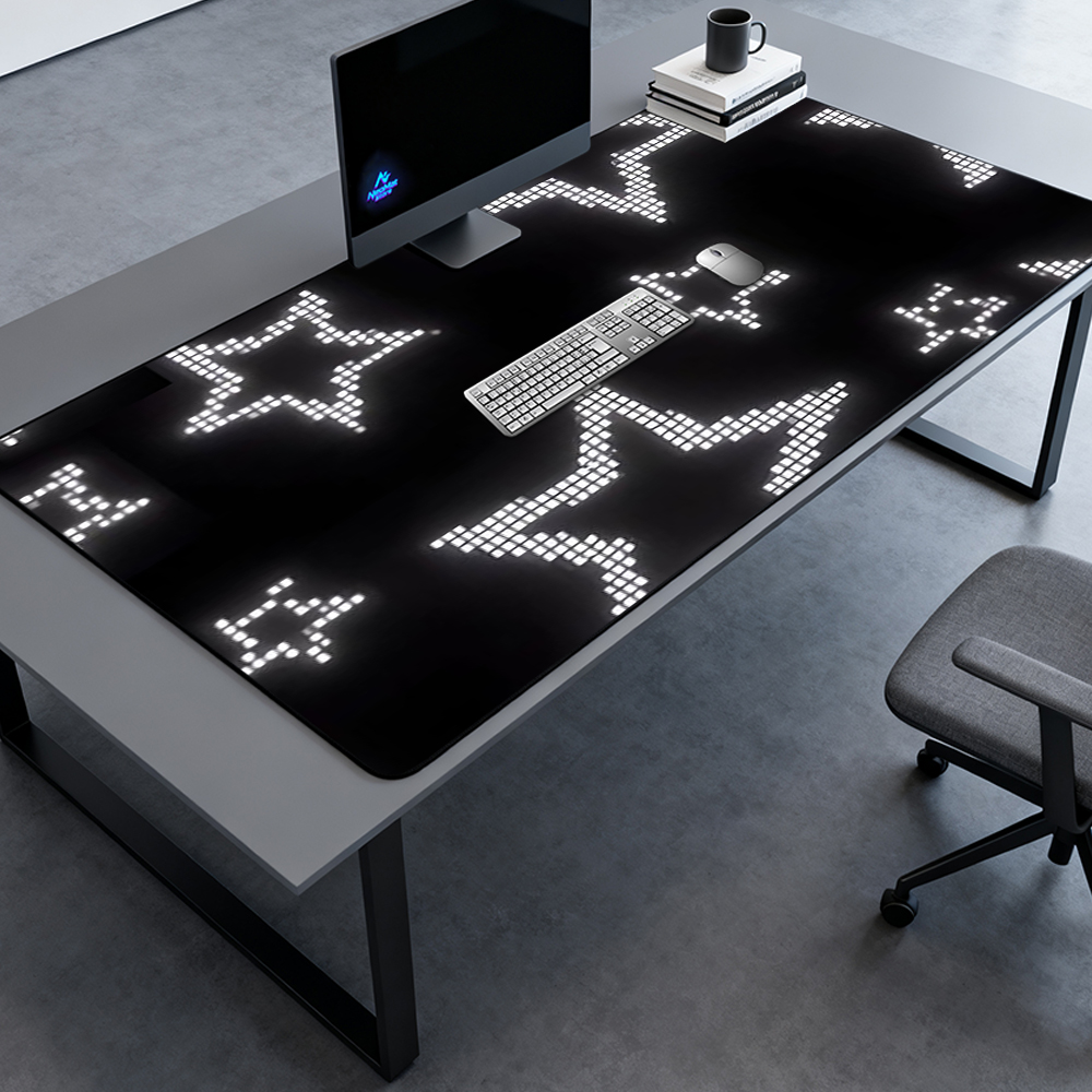 Pixel Star Desk Mat Extra Gami - Desk Setup Black And White 评论和价格