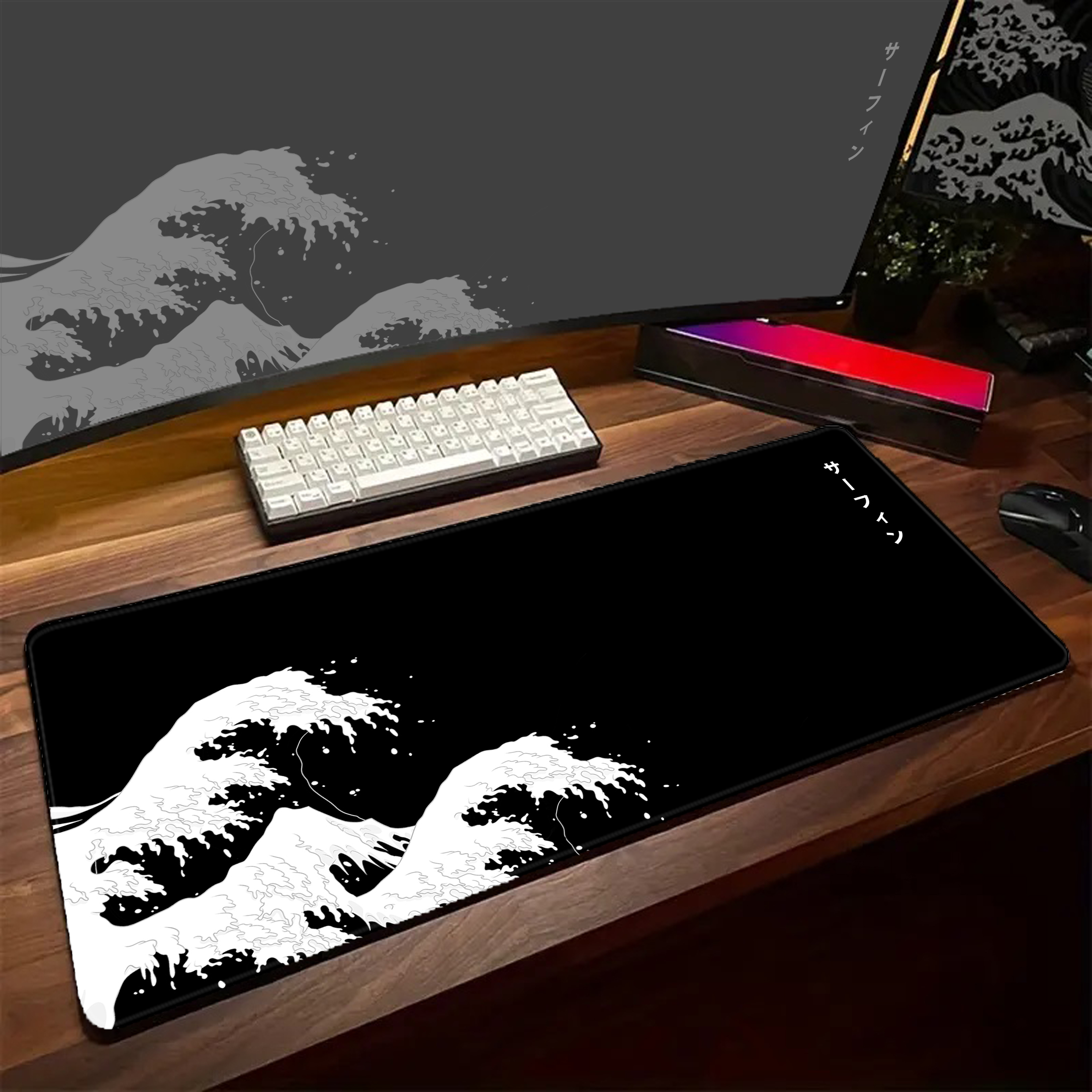 Game Mousepad Large Black and  - Desk Setup Black And White 评论和价格