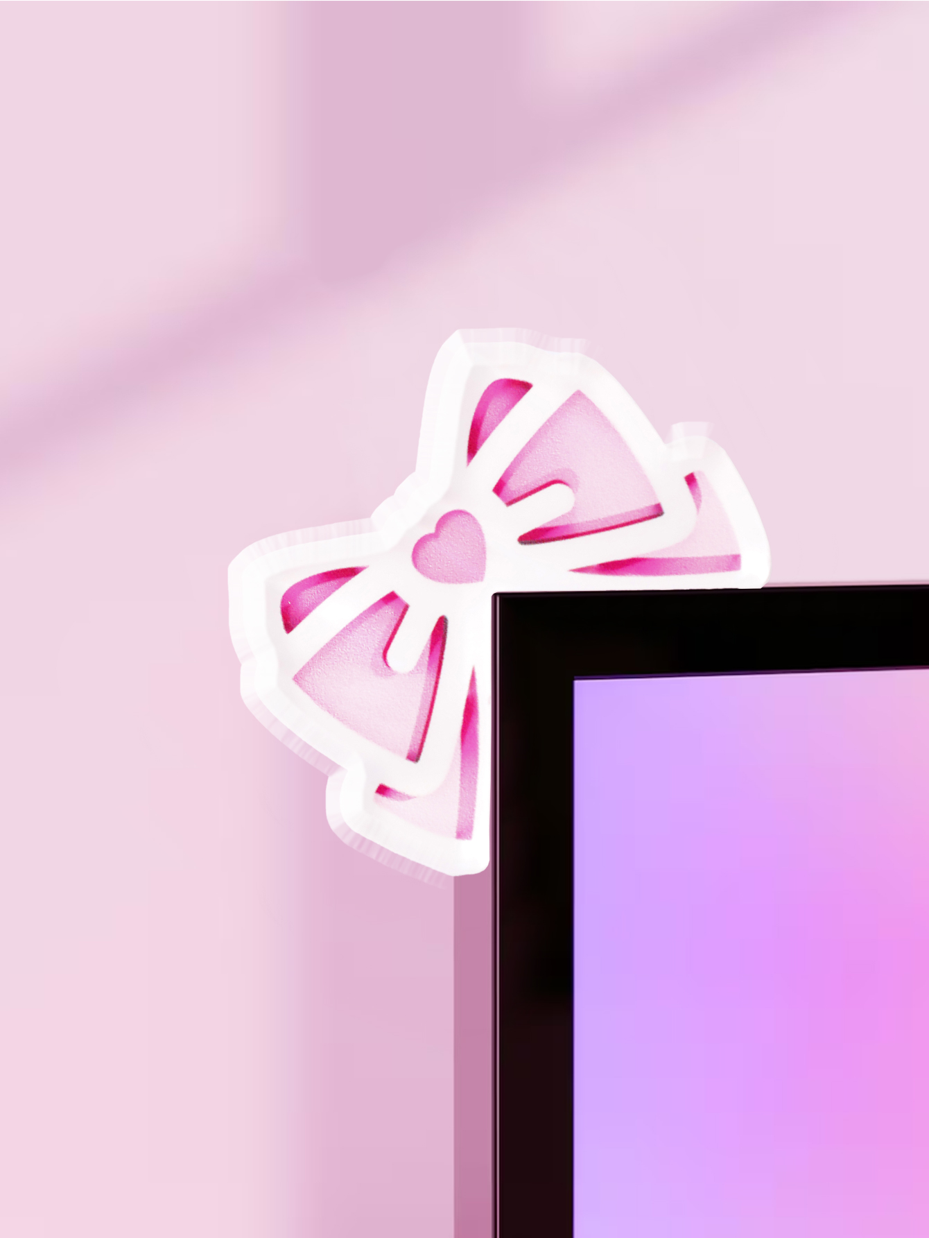 Kawaii Bow Monitor Decor Pink  - Gaming Setup Desk 评论和价格