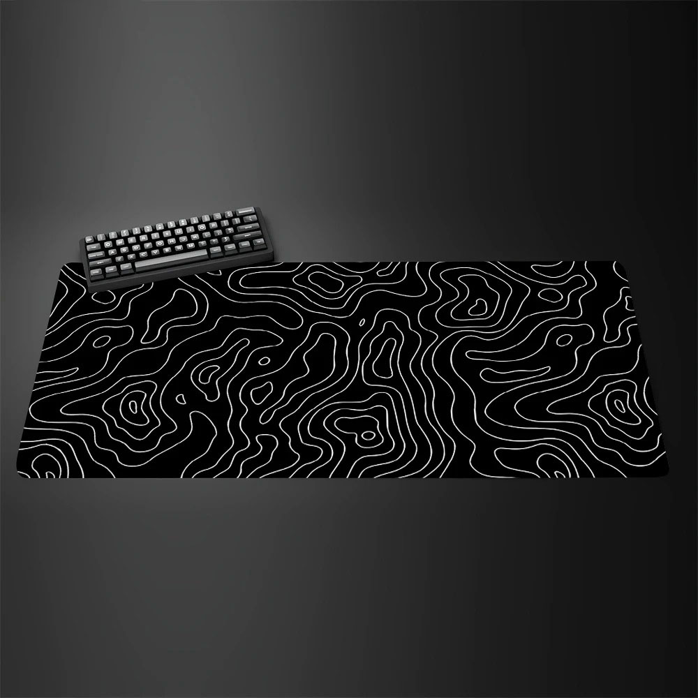 Topographic Map Large Gaming M - Desk Setup Black And White 评论和价格