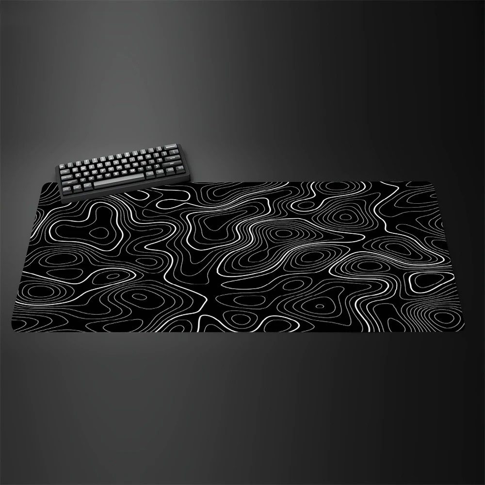 Topographic Map Large Gaming M - Desk Setup Black And White 评论和价格