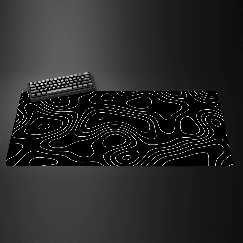 Topographic Map Large Gaming M - Desk Setup Black And White 评论和价格