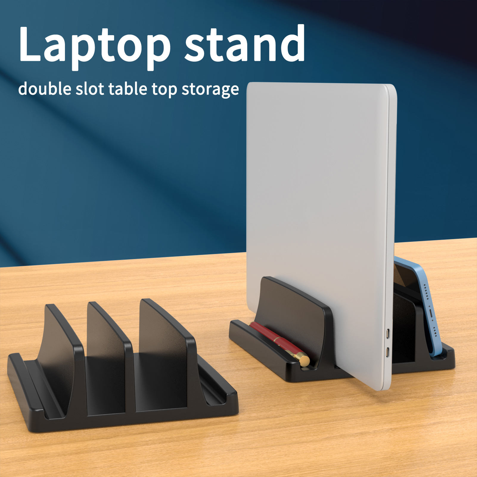 Vertical Laptop Stand, 3 Slots - Desk Setup Macbook 评论和价格