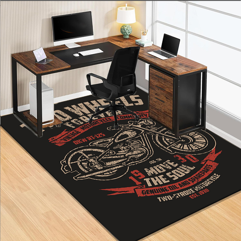 Motorcycle themed desk rug for - Desk Setup Living Room 评论和价格