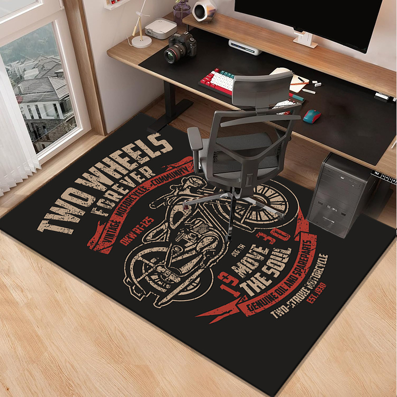 Motorcycle themed desk rug for - Desk Setup Living Room 评论和价格