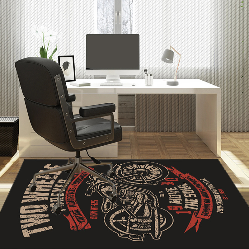 Motorcycle themed desk rug for - Desk Setup Living Room 评论和价格